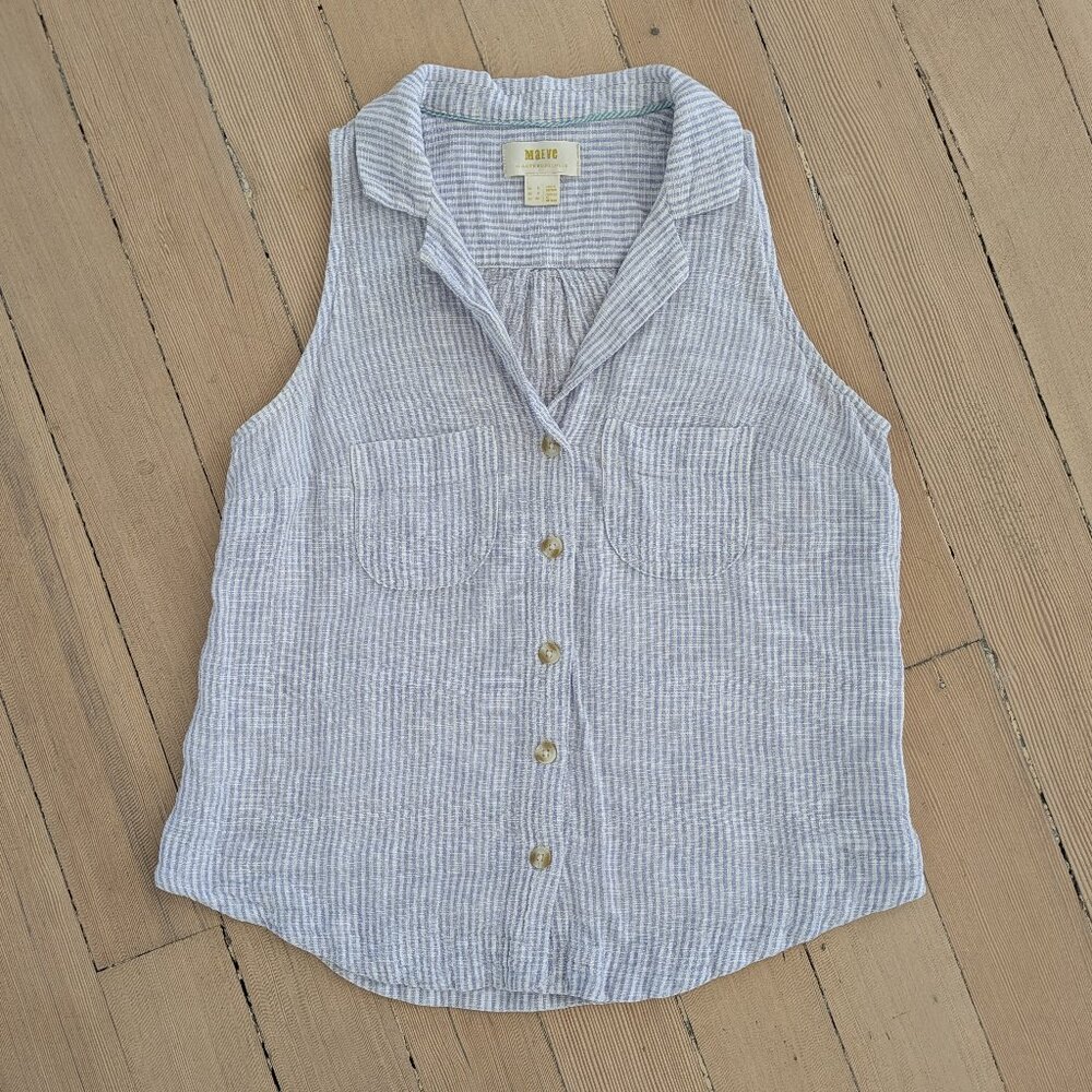 Women's Anthropologie linen tank blouse